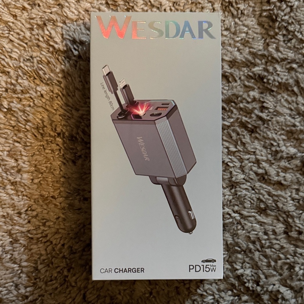 Gray Car Charger with Dual USB Ports